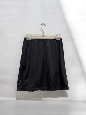 Classic Black Half Slip with Lace Hem